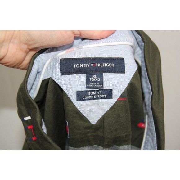 Tommy Hilfiger Logo Men's XL Slim Fit Long Sleeve Button Down Shirt - Picture 7 of 8